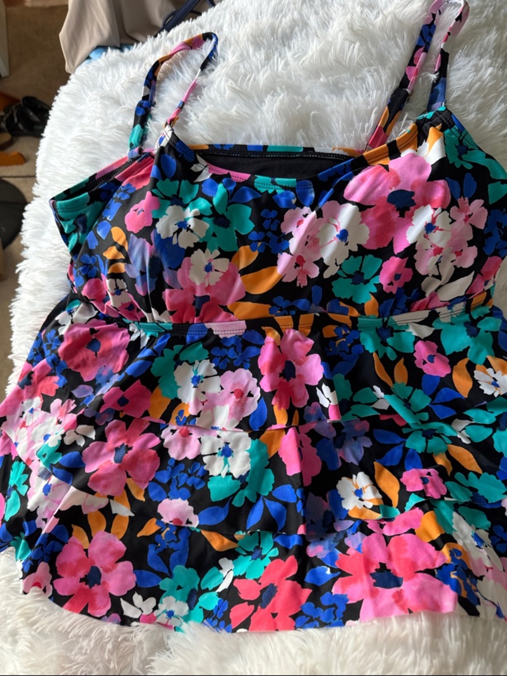 Floral Peplum Tankini - Bright Multi Floral